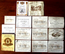 LOT DE 14 ETIQUETTES DE VINS