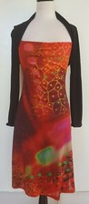 ANATOPIK Womens Black/Orange/Red Printed Front Panel Stretch Knit Dress Size 3