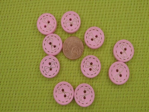 Lot boutons bois teint - 20,