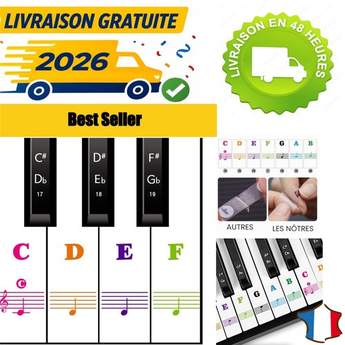 Autocollants clavier piano - , 88