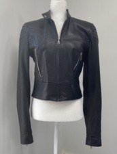 D’un Caprice Cuir Peaux Black Leather Moto Jacket Made In France Women’s L