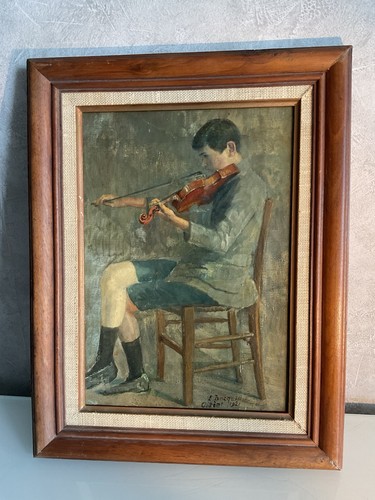 Tableau ancien hst jeune - tableau,
