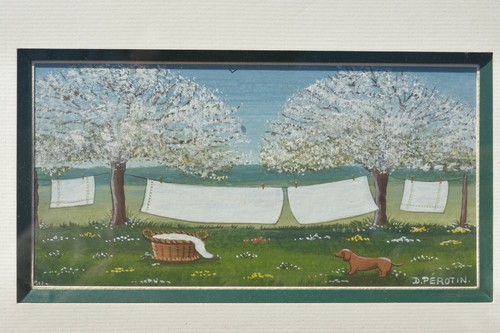 Art naïf jardin chien - art,