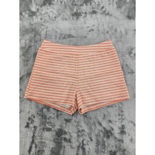Bo Bel Striped High Waist Shorts Size L Peach Cream Exposed Back Zipper Cotton