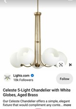 Replacement White Globe For LIGHTS.COM Celeste Modern Light  NO CHANDELIER