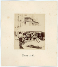 France, Nancy, shoe market, 1887 vintage albumen print albumi print