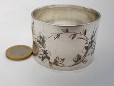 NAPKIN RING ART NOUVEAU BLUEBERRY TOWEL ROUND SOLID SILVER MINERVA