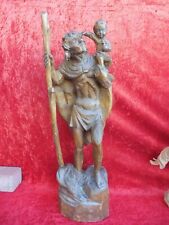 Figur En Bois, Saint Christophe, 74Cm, Belle, Vieux, Grande Figurine