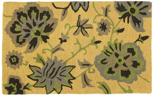 Tapis laine fleur 90x150 - tapis, or