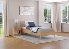 Lit simple non métallique, hêtre pieds coniques 90x200 avec accessoires au choix