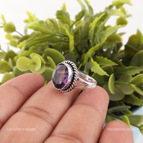 Bague solitaire améthyste - bague, en