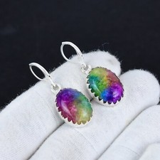 Arc en Ciel Solaire Quartz Pierre Précieuse Fait à la Main 925 Argent Solide D