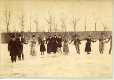 France, frozen river, ice skates, animated view, place to identify vintage al