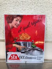 SEB MINUTE COOKER ANTIQUE ADVERTISING PLASTICISED COMMERCIAL 1960 MENAGERE DECO