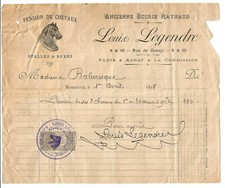 Bordeaux-33.3 Invoices 1898,.Louis Legendre. Horse boarding.Rue de Grassi.