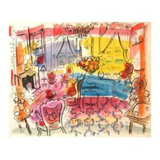 Wayne Ensrud "Salon Rouge of Chateau Lafite-Rothschild" Signed Original Art COA