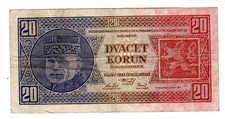 CZECHOSLOVAKIA Billet 20 KORUN