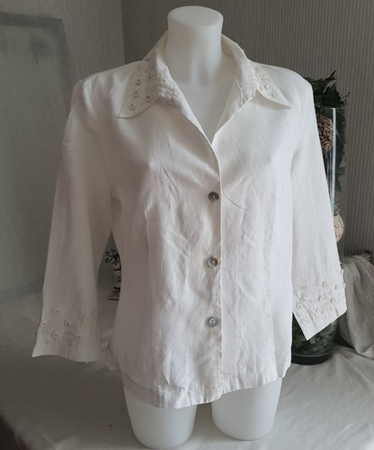 Veste blanche femme - lin, "rené
