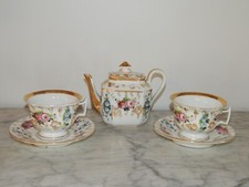 OLD PORCELAIN COFFEE TEA SERVICE from PARIS? Floral decor pourer cups