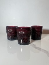 Vintage Cristal D’Arques Durand Luminarc France Ruby Red Rocks Glasses Set of 3