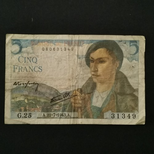 Billet circulé francs - circulé, 5