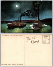 Steamers Bailey Gatzert and Dalles City Moonlight Scene Postcard