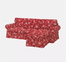 Ikea EKTORP Cover for 3-seat sofa with chaise longue/Virestad red/white,10503576