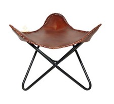 Pouf En Cuir De Buffle Confortable Chaise Papillon Pliable