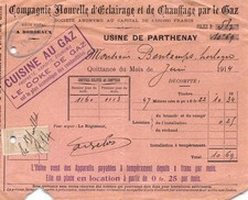 1914 COMPAGNIE NOUVELLE D ECLAIRAGE ET DE HEATING PAR LE GAZ A PARTHENAY -