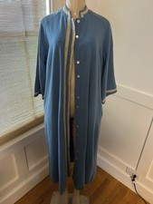 Vintage 60s Long House Coat Robe Nightgown All Wool Made England Sz S Bttn Frt
