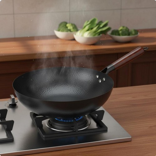 Wok fer martelé sans - wok, en