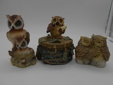 012) MAGNIFICENT LOT OF 3 FIGURINES OWLS OWLS RESIN ITALY?