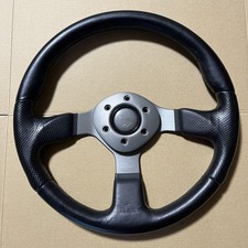 MOMO FIGHTER Steering Wheel 35cm Leather with Horn Ring & Button F/S