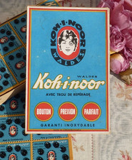 ANTIQUE HABERDASHERY, VINTAGE PERFECT SNAP BUTTON BOX "Koh-i-noor"