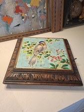 Antique Longwi Enamel Coaster Music Box Tinker Bell Bird Decor