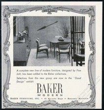 1952 Finn Juhl dining room table chair set photo Baker Modern furniture print ad