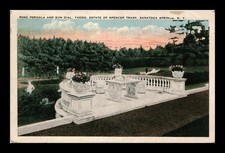 LINEN POSTCARD ROSE PERGOLA AND SUN DIAL YADDO ESTATE OF SPENCER TRASK NY