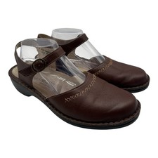 Berkemann Mary Jane Shoes Womens Sz 8 Brown Leather Adjustable Heel Mules Clogs