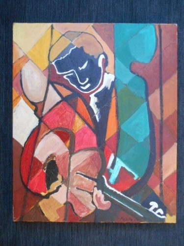 Huile sur toile guitariste - sur,