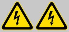 2 x HIGH VOLTAGE DANGER PANELS LIGHT YELLOW/BLACK 5cm STICKER STICKER PA082