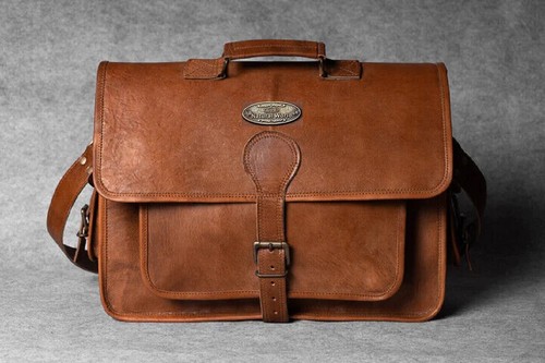 Sac besace cuir marron vintage - besace,
