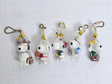 VTG 70s 80s Peanuts Snoopy Keychains Lot of 5 UFS Figurines Various Outfits NOS