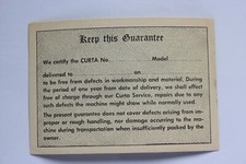 GENUINE Curta calculator rechenmaschine calculatrice Guarantee Card