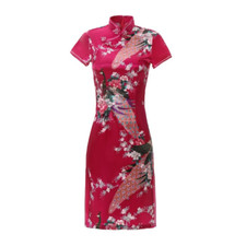 Femme Faux Satin Soie Qipao