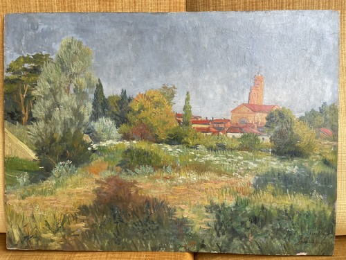 Tableau huile panneau - huile,