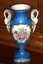 Vase en porcelaine Couleuvre anses en forme de col de cygne bouquet fleuri 28 cm