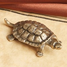 Sculpture miniature en laiton – Tortue terrestre - 5 cm x 2,7 cm