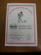 07/01/1995 Grange Harlequins v Port Talbot Athletic  . All UK orders FREE postag