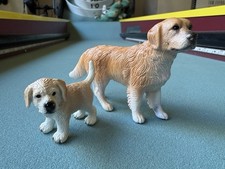 Schleich 2008 Retired Dog Male Golden Retriever 16377 + Puppy 16378 Figure Pet