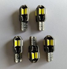 Lot 5 ampoules T10 W5W LED 8 SMD pour voiture 250 Lm BLANC 6000K 12V 1,5W  360°